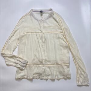 Sacred Threads Top Womens Small Ivory Tiered Cutouts Festival Fairy Boho